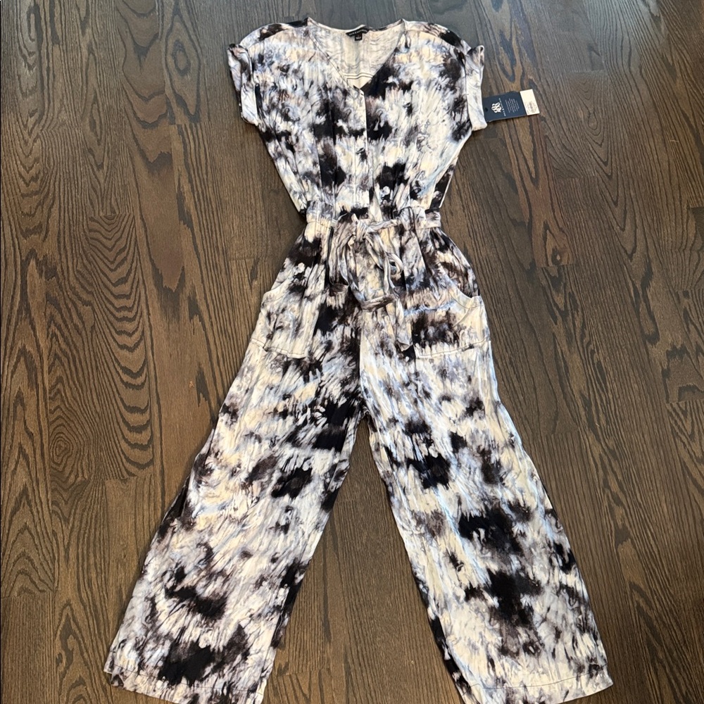 Rock & Republic Tie-Dye Jumpsuit in Black and White